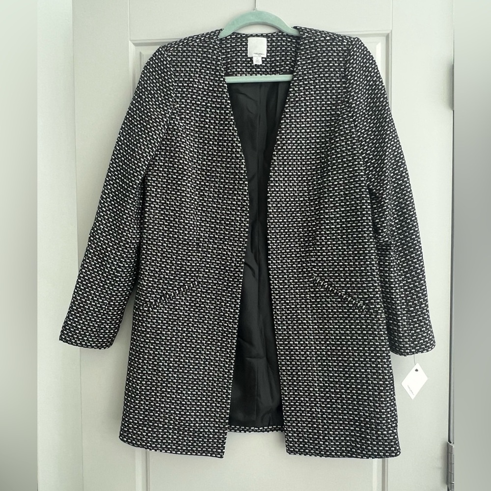 Halogen Black and White Textured Coat